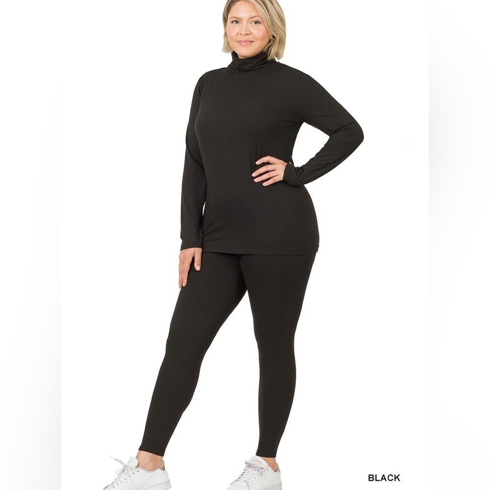 NEW Zenana Soft Fabric Mock Neck Long Sleeve Top & Leggings 2 Pieces Set Size 2X